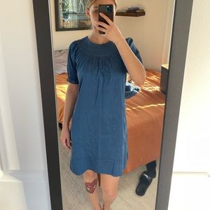 Calypso Christiane Celle Womens Cap Sleeve Shift Dress with Pockets, Blue Size S